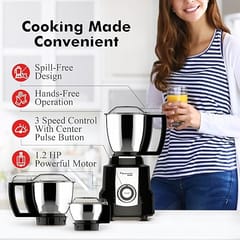 Butterfly Magnum 1.2 Hp Mixer Grinder 3 Jar, 900 Watt, Black