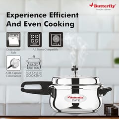 Butterfly Cute Ss Induction Compatible Outer Lid Stainless Steel Pressure Cooker With Glass Lid 2 liter, Silver