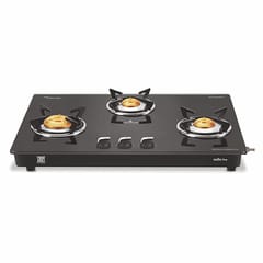 Vidiem Gas Stove G3 206 A Edge Pro (Black) | 3 Burner Gas Stove | Manual Ignition | 8mm Toughened Glass Top Gas Stove