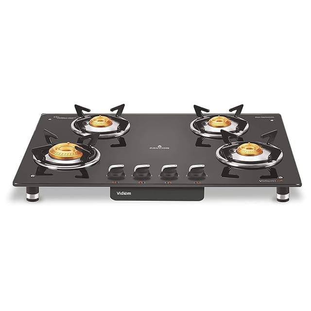 Vidiem Gas Stove G4 192 A AIR (Black with Silver) | 4 Burner Gas Stove