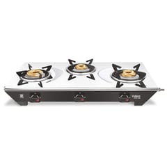 Vidiem Gas Stove S3 179 A Viva (Silver & Black) | 3 Burner Stainless Steel | ISI Certified | Manual Ignition