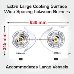 Vidiem Gas Stove SS2 196 A Viva (Silver & Black) | 2 Burner Stainless Steel | ISI Certified | Manual Ignition