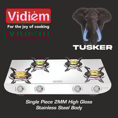 Vidiem Stainless Steel Tusker Ss Burner Gas Stove (4 Burner Ss Gas Stove)