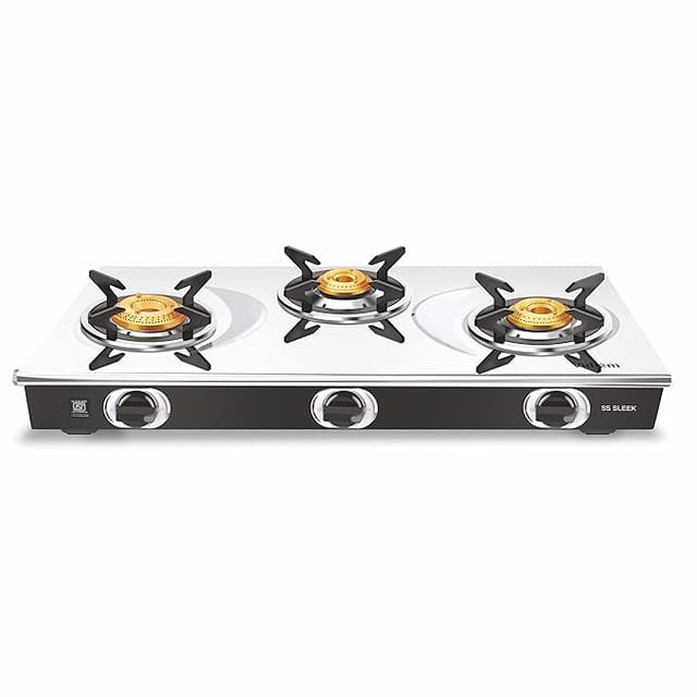 Vidiem Gas Stove S3 213 A SLEEK (Black) | Stainless Steel 3 Burner Gas Stove | Manual Ignition | Safety, Reliability, High Efficiency