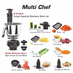 Vidiem Mixer Grinder 608 A Tusker | Mixer grinder 750 watt with 3 Jars & 1 Juicer Mixer Grinder, 1 Multi chef | 4 Leakproof Jars with self-lock for wet & dry spices, chutneys