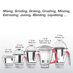 Vidiem Mixer Grinder 563 A VSTAR Rose (Pink & White) | Juicer Mixer Grinder 750 Watts | 5 Leakproof Jars with self-lock for wet & dry spices, chutneys