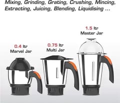 Vidiem V Star Evo 750 W Mixer Grinder (3 Jars, Orange, Grey)