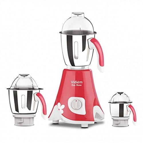 Vidiem Eva Rose Mixer Grinder, 750W, 3 Jars (Pink White)