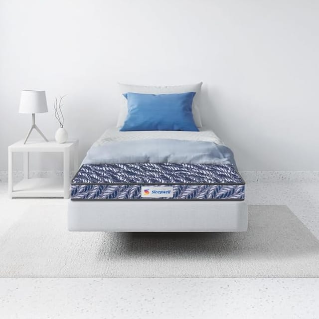 Click to open expanded view Sleepwell Utsav Comfort Regular 4 inch Single Bed Size Medium Firm Anti Sag Tech Mattress Blue 78x36x4