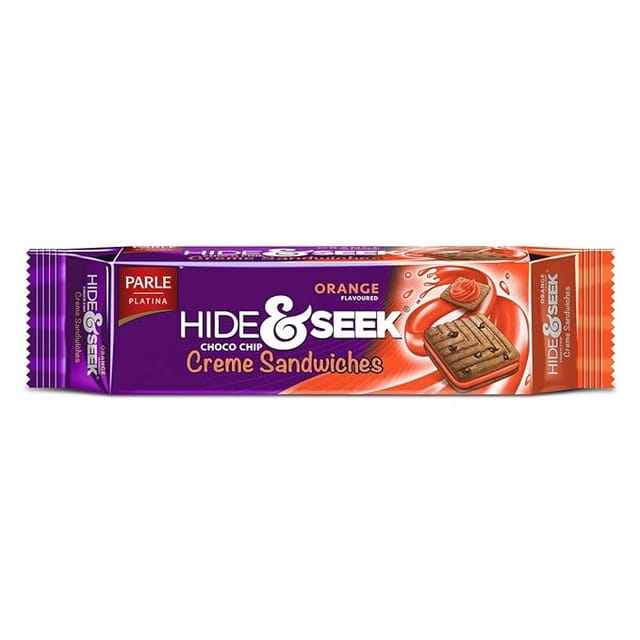 Parle Hide and Seek Fab Choco Chip Sandwich Cookies - Orange, 100Gram Pack