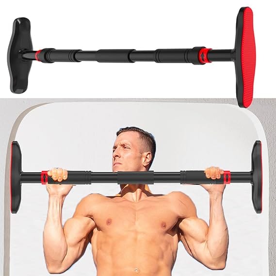 Lifelong Pull Up Bar for Home -Adjustable Rod 65cm to 95cm width, wall mounted without screws -Door Pull up bar to Increase Height -Exercise equipment for Home Gym - Chin up Bar weight capacity 200Kgs