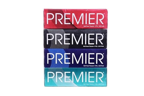Premier Box Face Tissue Papers 100 Pulls 2Ply (Pack of 4-400 Pulls, 800 Sheets)