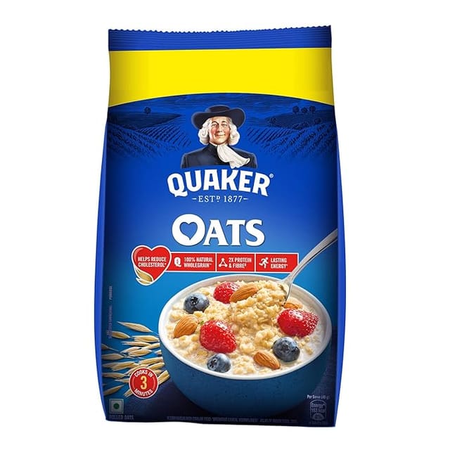 Quaker Oats 1kg, Rolled Oats Natural Wholegrain, Nutritious Breakfast Cereals, Dalia Porridge