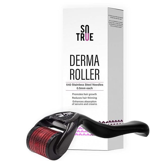 Sotrue Derma Roller For Hair Growth 0.5 Mm With 540 Titanium Needles|Repairs Damaged Hair, Activates Hair Follicles|For Hair Fall & Hair Thickening|Reduces Acne Scars|Safe & Effective To Use, 80 Grams