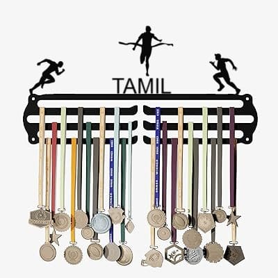 Personalized Medal Hangers - Hang Up to 60 Medals | Sports Medal Wall Display | Medal Holder | Black Glossy Finish