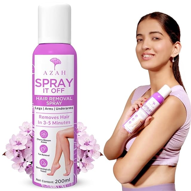 Azah Hair Removal Spray Cream [200 ML] | Remove Hairs in 3-5 Mins Only | Painless & Irritation Free Body Hair Removal Spray for Chest, Legs, Arms & UnderArm | Hair Removal Spray for Women