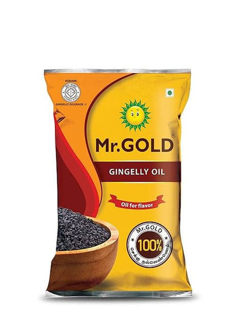 Mr. Gold Cold Pressed Gingelly Oil (Sesame Oil/Til Oil) Pouch, 1L
