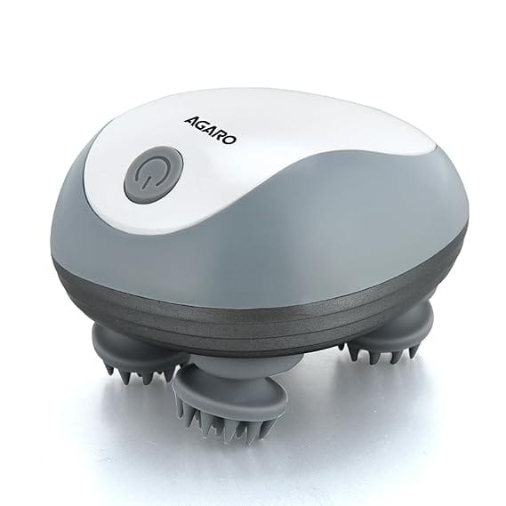 AGARO Scalp Massager, Rechargeable Electric Head Kneading Massager, 3 Speed Modes, Handheld Portable Head Scratcher Massager for Hair Growth, Deep Clean & Stress Relax, SM3675,White