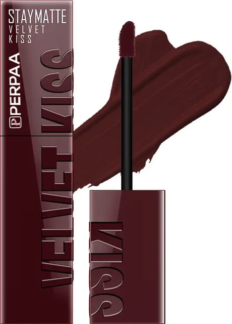 Perpaa Velvet Kiss Waterproof & Long-Lasting Matte Liquid Lipstick  (Maroon, 3.5 ml)