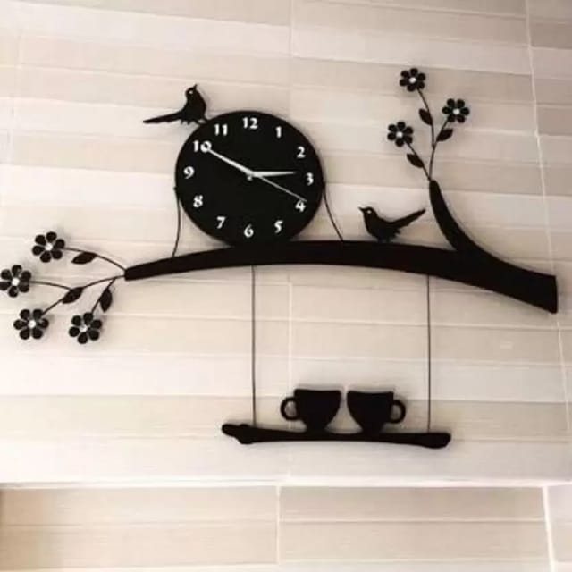 Mysticoal Analog 30 cm X 30 cm Wall Clock  (Black, Without Glass, DIY Clocks)