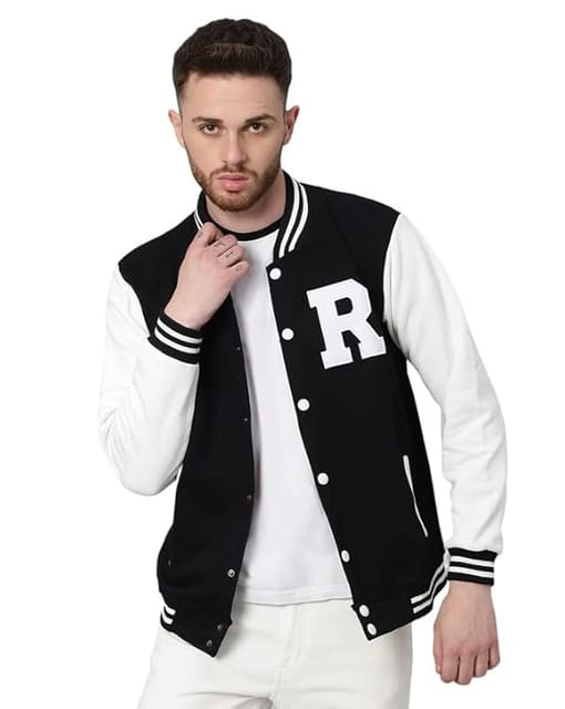 BE SAVAGE Men's Cotton Blend Standard Length Varsity Jacket