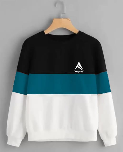 Men Colorblock Round Neck Pure Cotton Blue T-Shirt