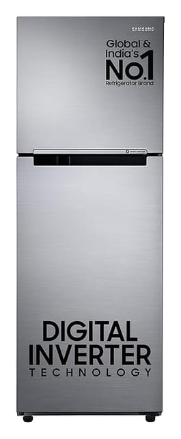 Samsung 236 L, 3 Star, Digital Inverter, Frost Free Double Door Refrigerator (RT28C3053S8/HL, Silver, Elegant Inox)