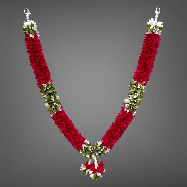 RishiArt Rishi Garland for God Photo Frame Decoration Flowers Pink and White Soft Fabric Garland  (Multicolor)