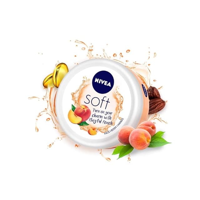 NIVEA Soft Light Moisturizer 50ml | Playful Peach | For Face, Hand & Body, Instant Hydration | Non-Greasy Cream | With Vitamin E & Jojoba Oil | All Skin Types