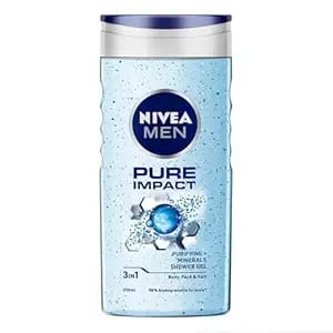 NIVEA MEN Pure Impact Shower Gel, 250ml, (Hair, Face & Body Wash)