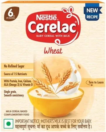 CERELAC Baby Cereal with Milk , Wheat ,Stage 1, From 6 to 24 Months , Source of Iron & Protein , 300g, Bag-In-Box Pack
