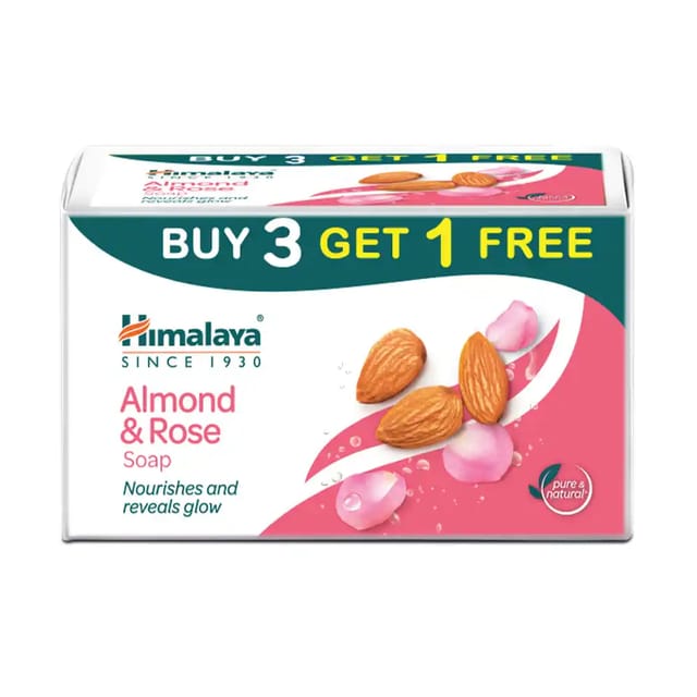 Himalaya Almond & Rose Soap (125 g) - Buy 3 Get 1 FREE
